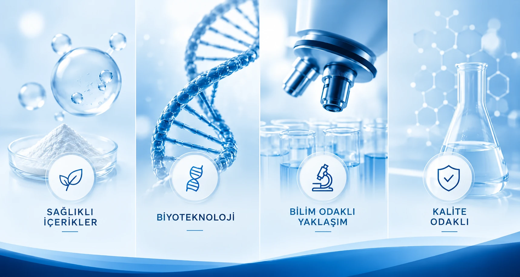 Bileşen geliştirme, biyoteknoloji, bilim ve kalite tek bir şirket platformunda buluşur.